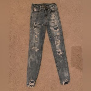 American Eagle Distressed Next Level Stretch High Rise Jeggings Size 0 Regular